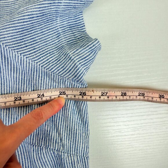 Tahari Linen Blend Relaxed V-Neck Striped Tunic Dress – Women’s 1X - Picture 6 of 10